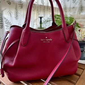 Kate Spade Red Leather Dumpling Satchel with Structured Design